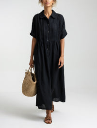 Lysandra™ – Fluid Summer Shirt Dress - Black
