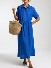 Lysandra™ – Fluid Summer Shirt Dress - Blue