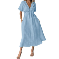 BREEANNE™ – Relaxed V-Neck Maxi Dress - Blue