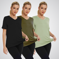 SELENA™ | Casual Loose Fit Tee Pack of 3 - Black/ Olive/ Grey Green