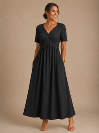 Angeli™ |  Elegant Midi Dress - Black