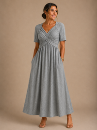 Angeli™ |  Elegant Midi Dress - Grey