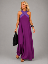 Velora™ | Cross Elegance Maxi Dress - Purple