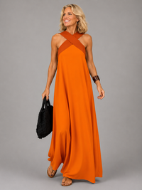 Velora™ | Cross Elegance Maxi Dress - Orange
