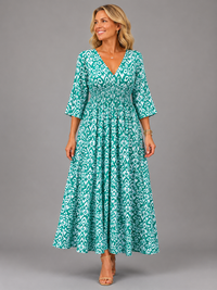 Althea™ | Bohemian Flow Midi Dress - Blue