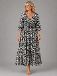 Althea™ | Bohemian Flow Midi Dress - Black