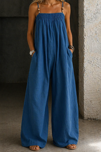 Madison | Denim Wide-Leg Jumpsuit - Blue