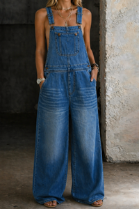 Harper | Elastic Waist Denim Jumpsuit - Multicolor