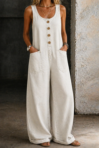 Willy | Vintage Washed Cotton Denim Overalls - White