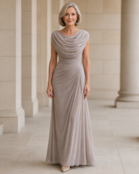 Naira | Elegant Maxi Dress - Taupe