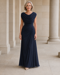Naira | Elegant Maxi Dress - Navy Blue