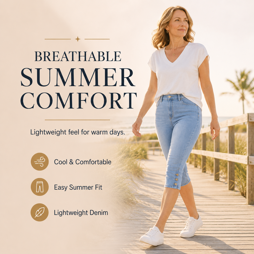 Women's High-Waisted Slim Fit Capri Jeans