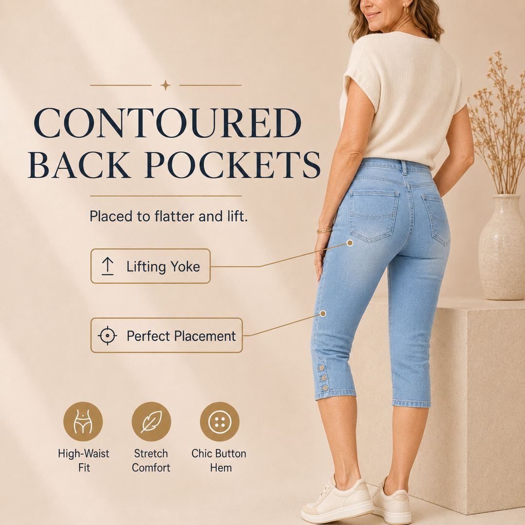 Women's High-Waisted Slim Fit Capri Jeans