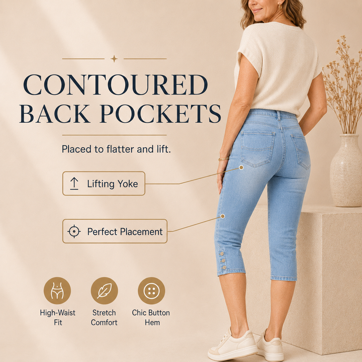 Women's High-Waisted Slim Fit Capri Jeans