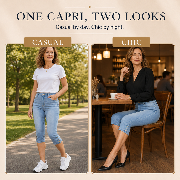 Women's High-Waisted Slim Fit Capri Jeans