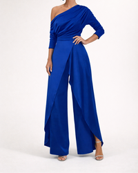 Thalia™ | One-Shoulder Overlay Jumpsuit - Blue