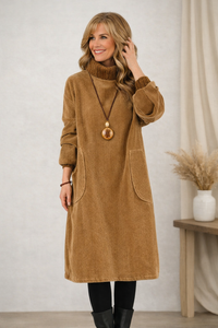 Jennie | Turtleneck Midi Dress - Brown
