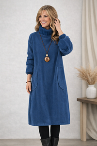 Jennie | Turtleneck Midi Dress - Blue