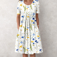 Gigi™ | Cotton Tummy Coverage Dress - Floral Yellow