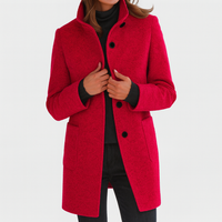 Verona | Ladies Coat with High Collar - Red