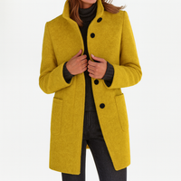 Verona | Ladies Coat with High Collar - Yellow