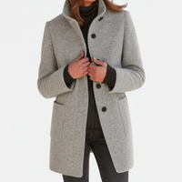 Verona | Ladies Coat with High Collar - Grey