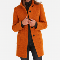 Verona | Ladies Coat with High Collar - Orange