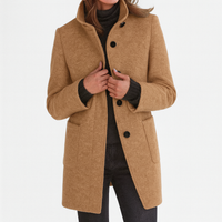 Verona | Ladies Coat with High Collar - Khaki