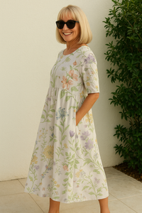Eliza | Relaxed Midi Dress - Effortless Elegance, Everyday Comfort - White