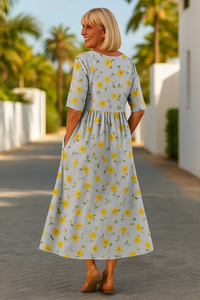 Eliza | Relaxed Midi Dress - Effortless Elegance, Everyday Comfort - Light Yellow