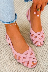 Quennie - Woven Summer Sandals - Pink