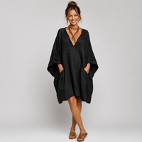 Eléa | Oversized V-Neck Dress - Black