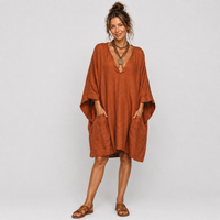 Eléa | Oversized V-Neck Dress - Orange