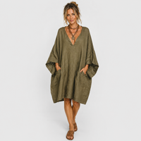 Eléa | Oversized V-Neck Dress - Khaki