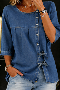 Lilyy | Ample Vintage Denim Blouse - Bleu