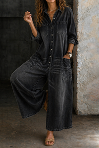Vivienne | Casual Denim Jumpsuit - Black