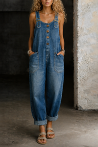 Moxelle | Denim Overall Jumpsuit - Blue