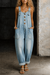 Moxelle | Denim Overall Jumpsuit - Sky Blue