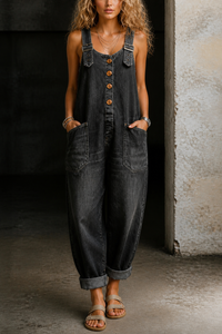 Moxelle | Denim Overall Jumpsuit - Black
