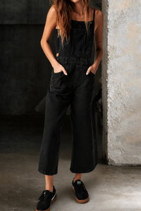 Elizabeth | Wide Leg Suspender Jumpsuit - Black