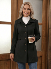 Elegant Wool-Blend Coat – Comfortable, Flattering & Timeless - Black