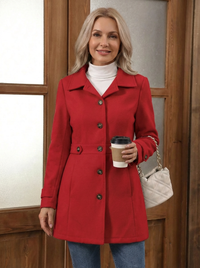 Elegant Wool-Blend Coat – Comfortable, Flattering & Timeless - Red