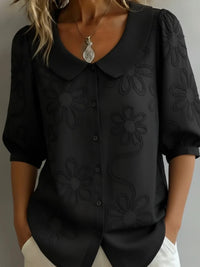 Kayleigh  | Light Floral Blouse Natural Elegance - Black