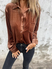 DAHLIA™ - Soft Velvet Shirt - Brown
