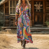 Evelyn | Vintage-Inspired Long Sleeve Casual Dress - Multicolor