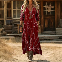 Evelyn | Vintage-Inspired Long Sleeve Casual Dress - Red