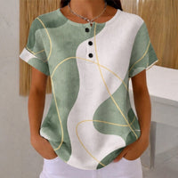 Casual Colour Block Blouse - Green