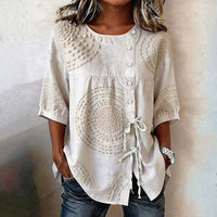 Vintage Casual Blouse - Beige