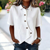 Casual Solid Colour Blouse - White