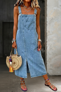 Susan | Casual Denim Jumper Dress - Light Blue